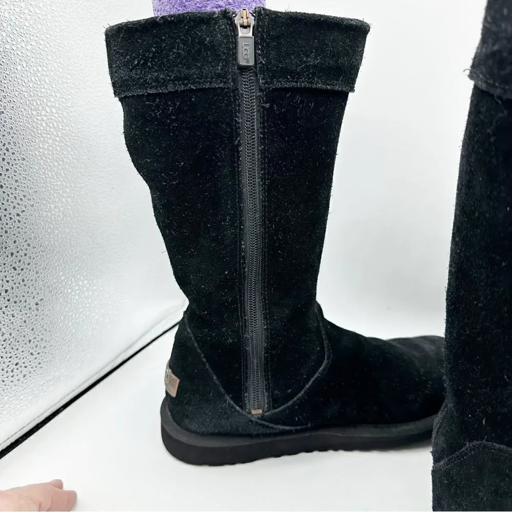 Ugg Tall boots with side pockets and buckles black suede size 6‎ EU 35